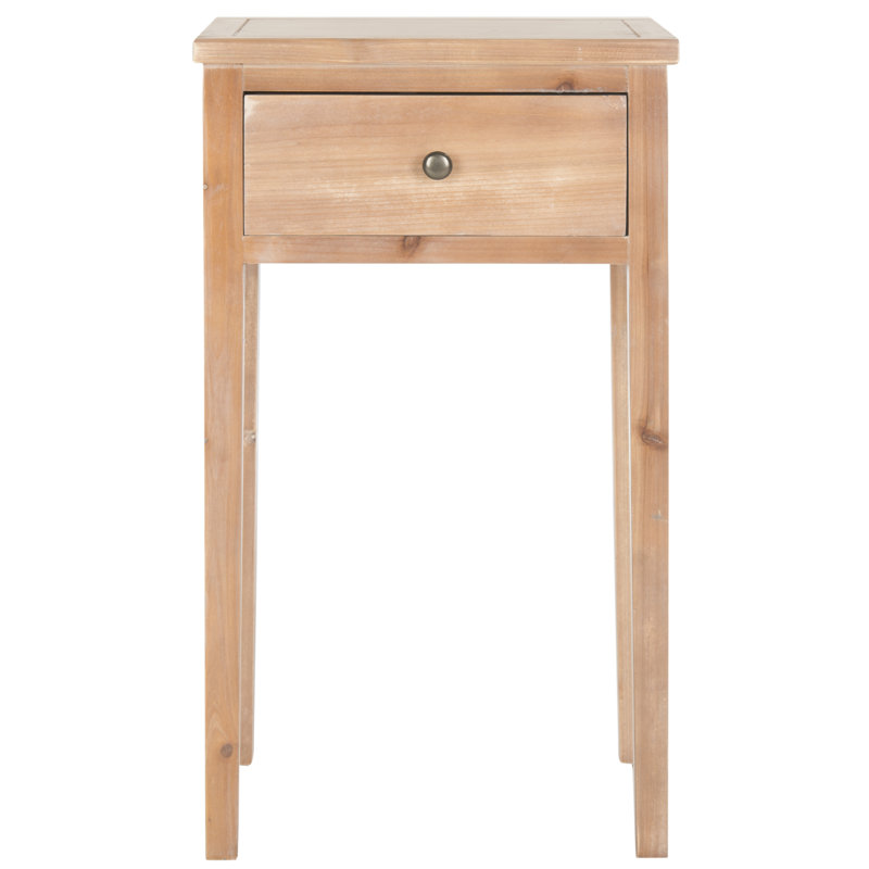 Joanna Solid Wood End Table with Storage, Red Maple