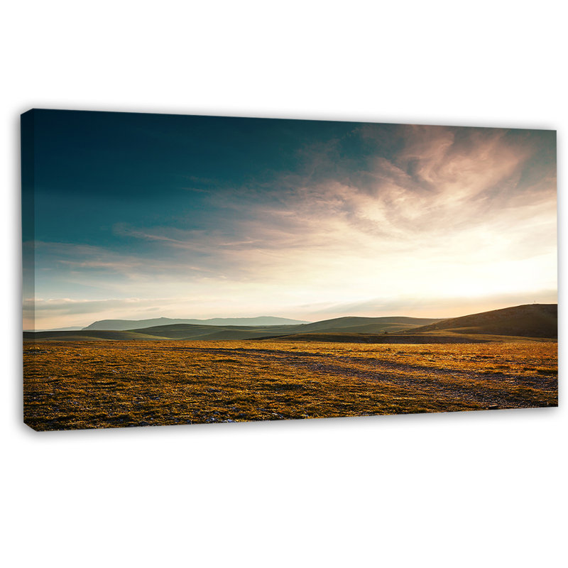 Blue Sunset Landscape Framed Canvas Print, 32" x 16"