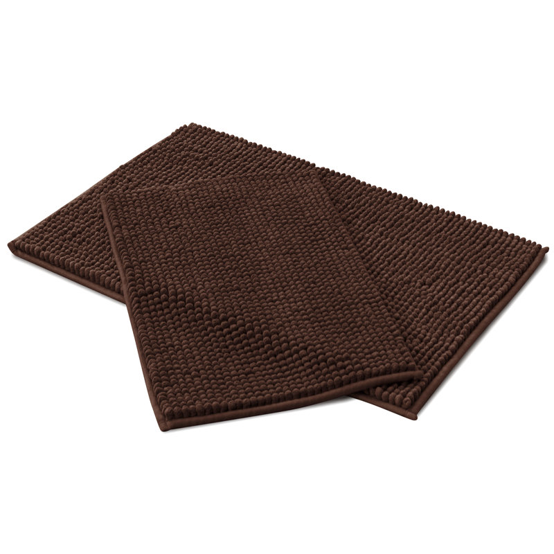 Ensemble de tapis pour salle de bain ultra doux en microfibre absorbante, L 32 po x l 20 po, ensemble de 2, Chocolat
