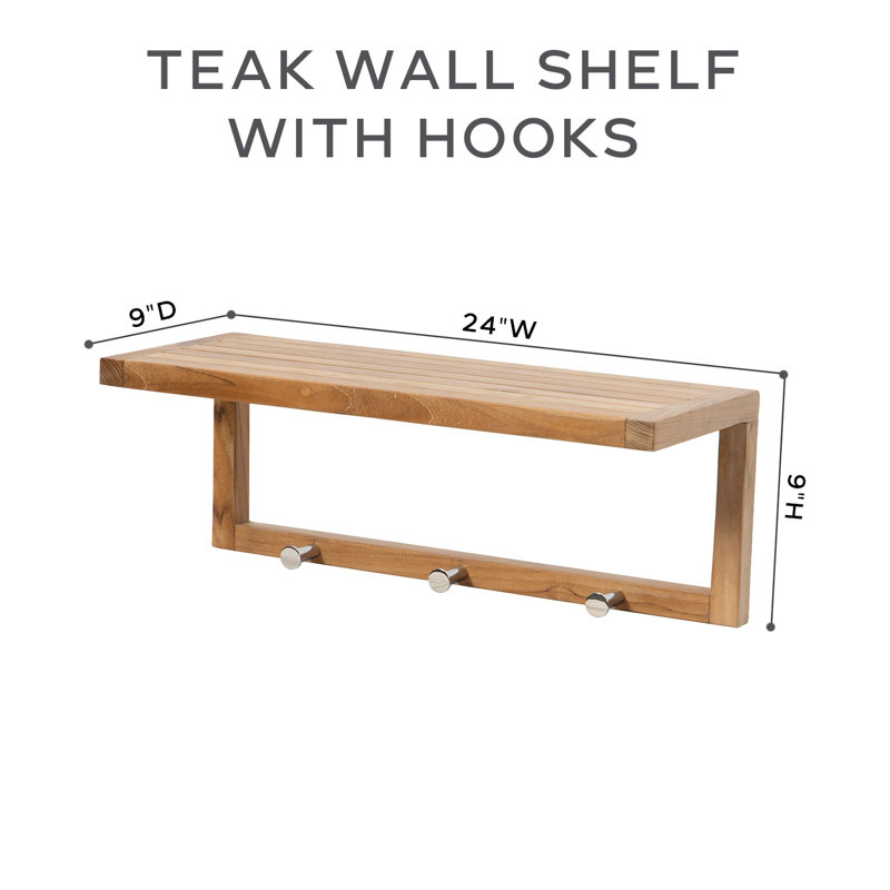 Jamese Solid Wood Accent Shelf, 9" H x 24" W x 9" D