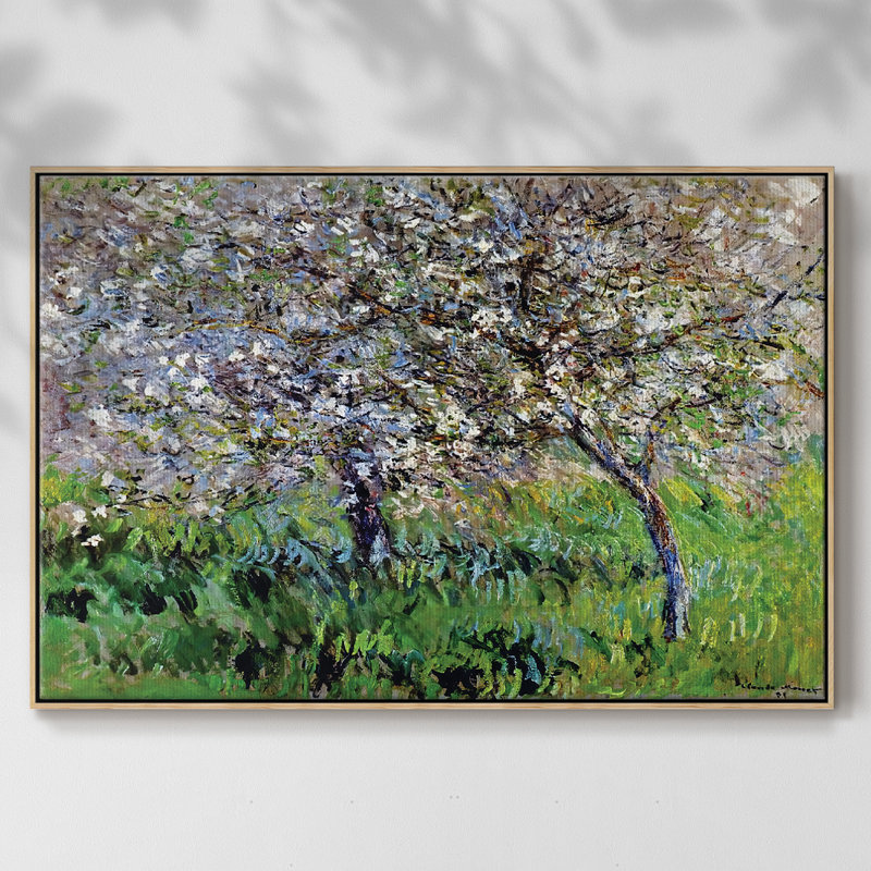 Pommiers en fleurs à Giverny, 1900, reproduction d'art sur toile, H 27 po x l 41 po x P 2 po, Bois naturel
