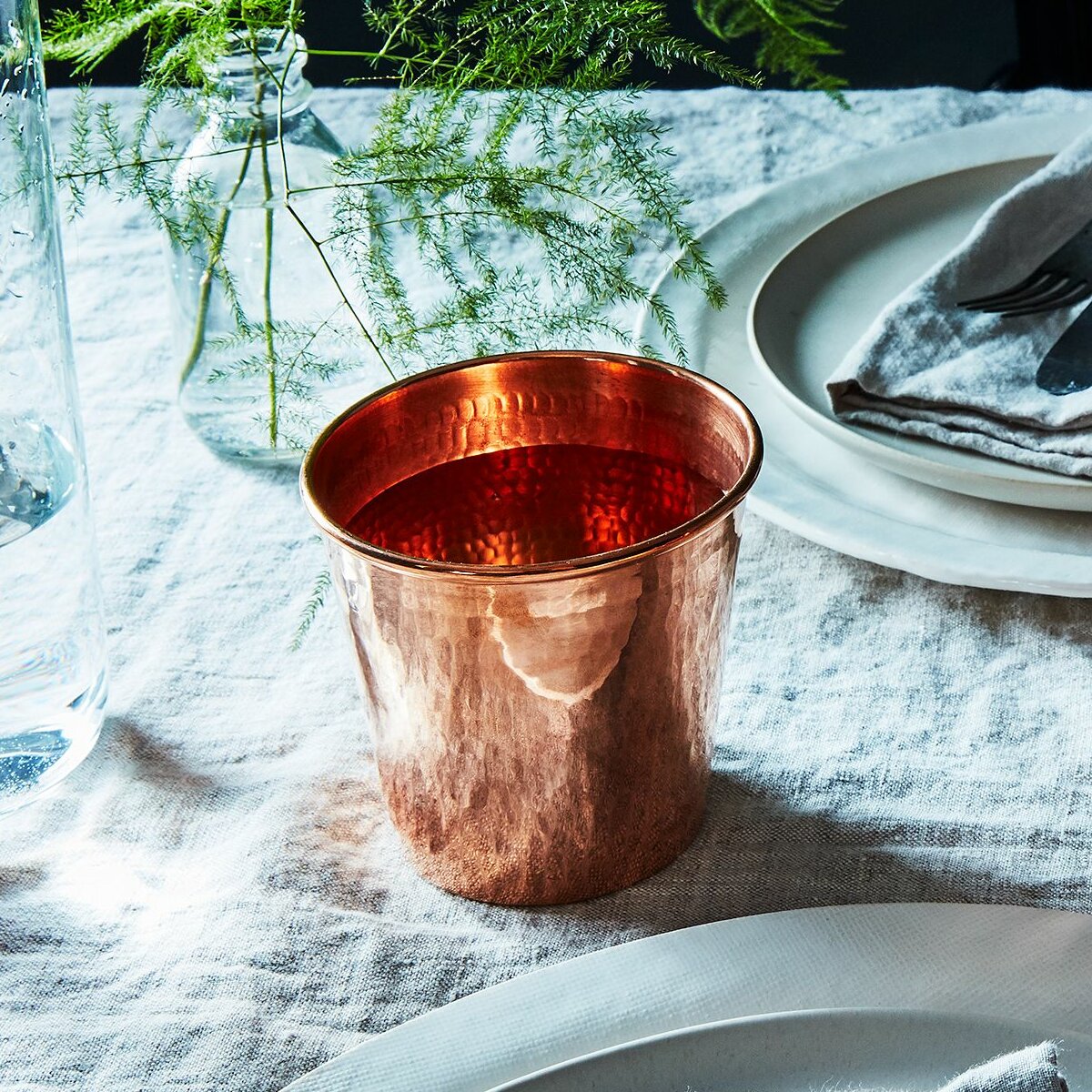 12oz Pure Hammered Copper Tumbler Water Cup with Lid