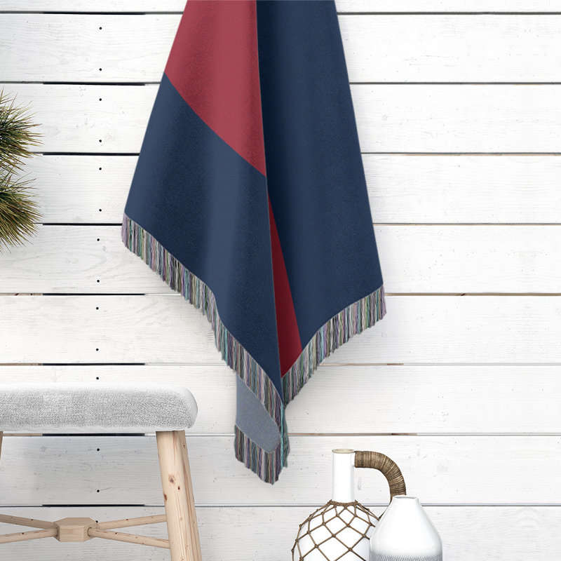 Couverture en coton Charlotte, Baseball Denver, L 60 po x L 80 po, Bleu minuit / rouge fer à repasser / bleu minuit