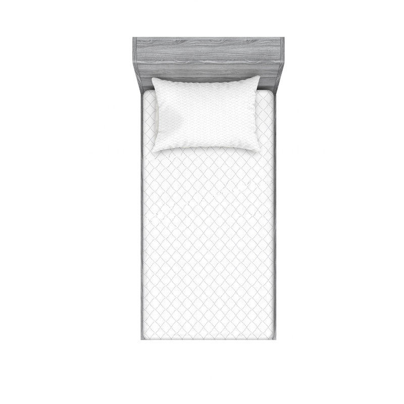Microfiber Geometric Sheet Set, Twin Sheet Set with Fitted Sheet, White/Gray Geometric