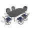 Ensemble de salle à manger 7 pièces en fonte d'aluminium toutes saisons, comprenant 6 chaises pivotantes et une table ovale avec cadre noir