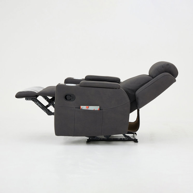Upholstered Home Theater Recliner Sofa Seat, Dark Grey 