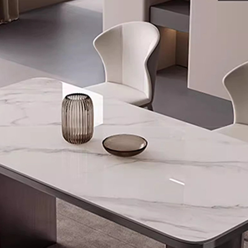 Table de salle à manger et chaise Light Luxury, H 29,5 po x L 78,7 po x l 35,4 po, Blanc