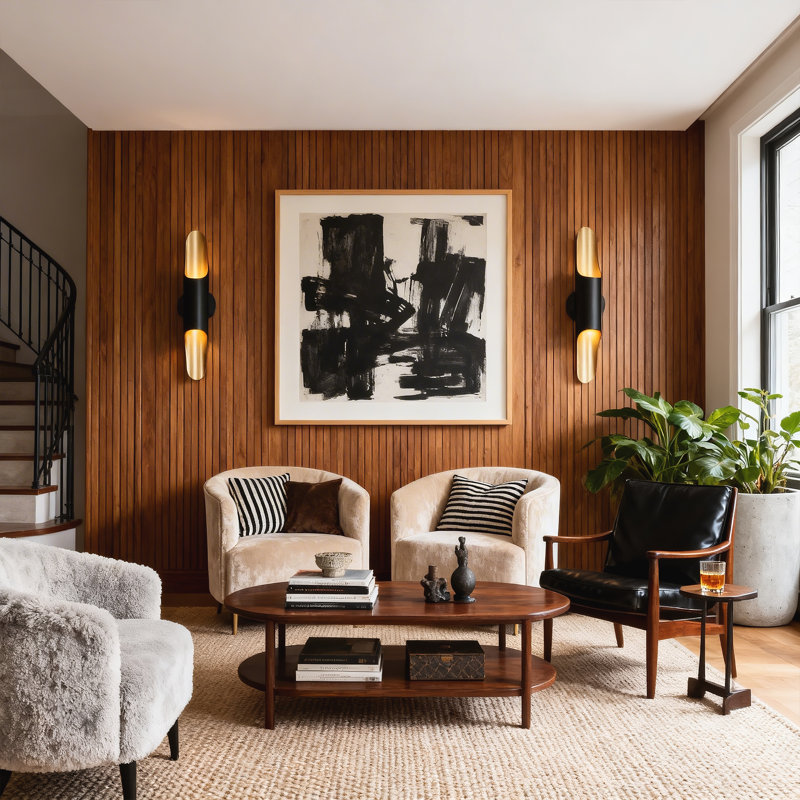 Modern Black Gold Cylinder Wall Sconce