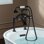 Robinet de baignoire sur pattes à 3 poignées avec accessoire