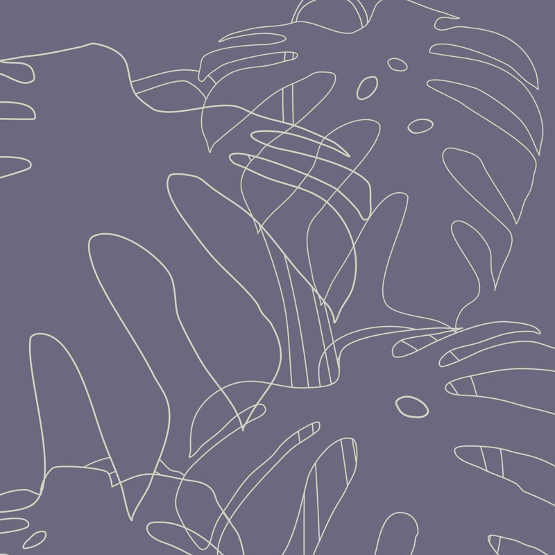 «Monstera No2 Gray», impression sur toile tendue, H 36 po x l 36 po, Cadre doré simple, Non