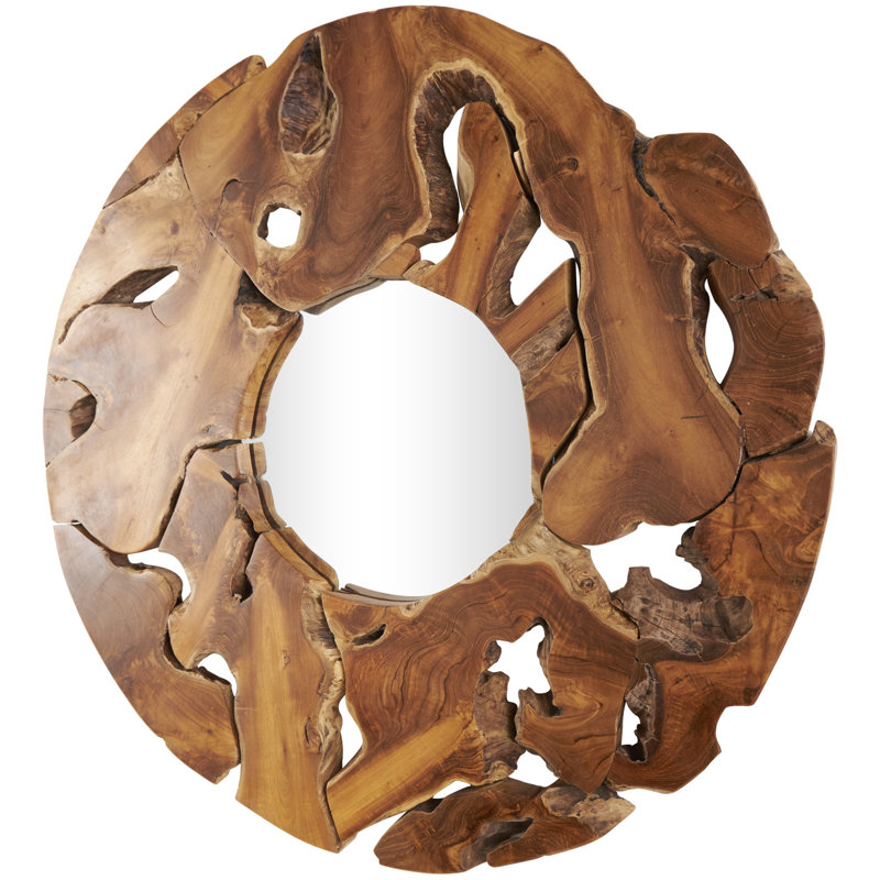 Sotera Round Wood Wall Mirror