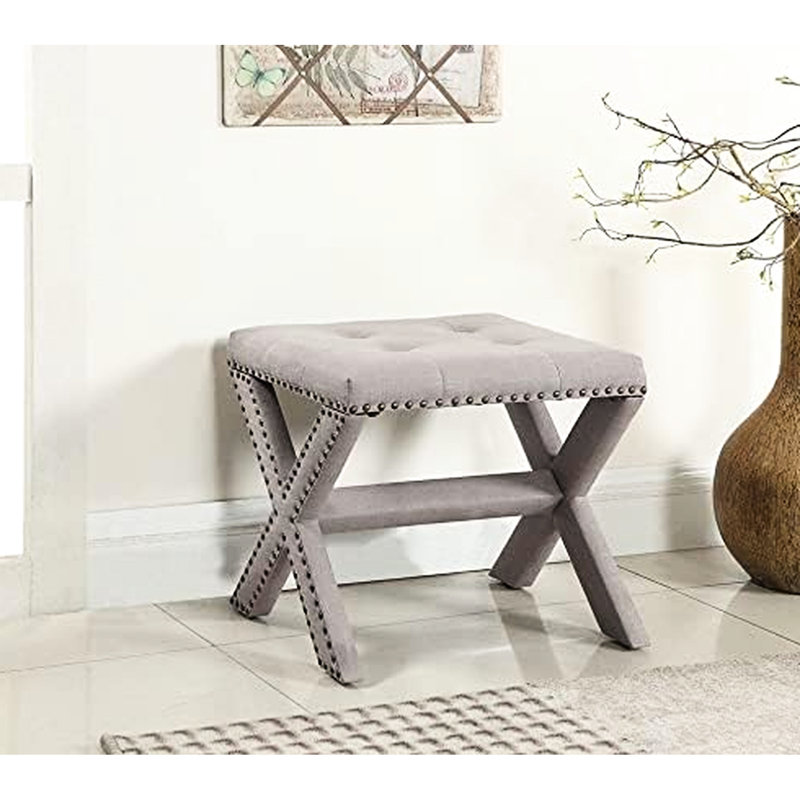 Contemporary Velvet Accent Bench With Nailhead Trim, Long - Lasting Wood, High Density Foam For Living Room Blend Nail Head Design, Ideal Primary Areas, Engineered Hardwood