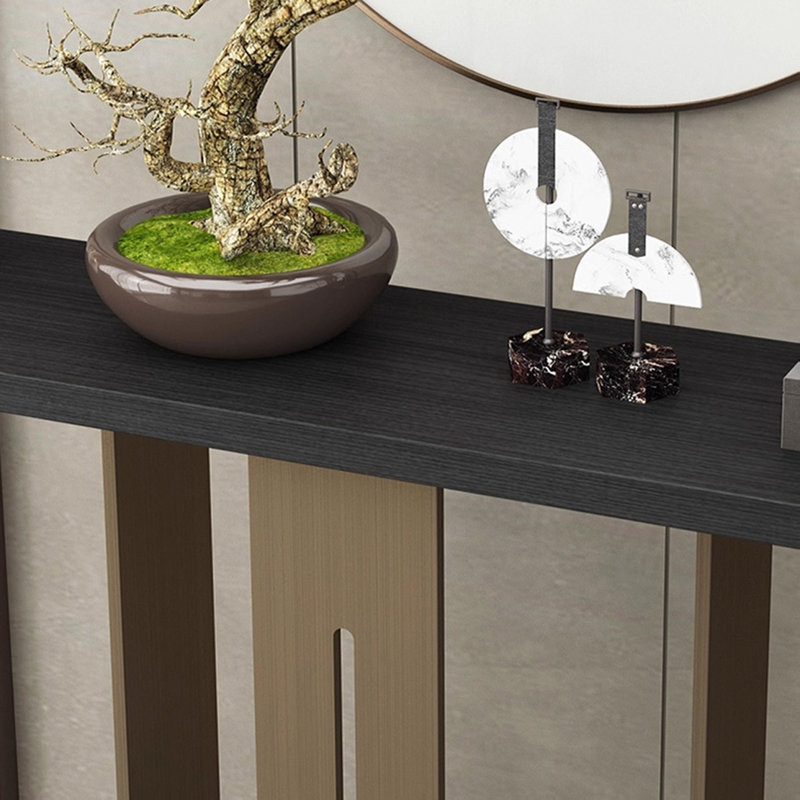 Console de luxe, Noir, H 33,46 po x l 63 po x P 13,78 po, Bronze
