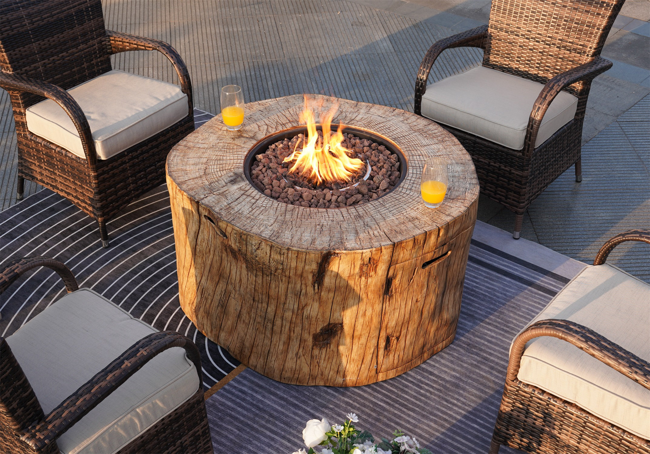 Loon Peak® Adriyanna Concrete Gas Fire Pit Table Wayfair