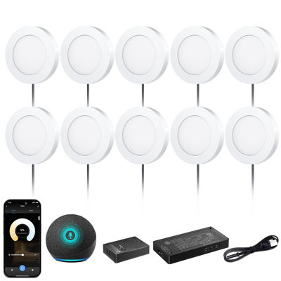  Cabinet Lighting Work with Alexa App Control, Plug in Puck Light 10 pack 3000K - 6000K