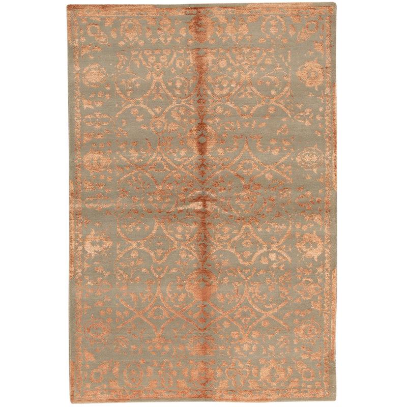 Tapis brun / gris de haute qualité noué à la main