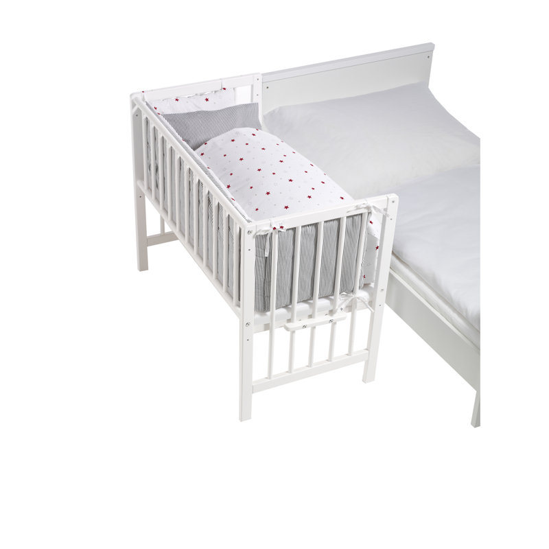 Bassinet with Mattress, Lacquered white with red stars