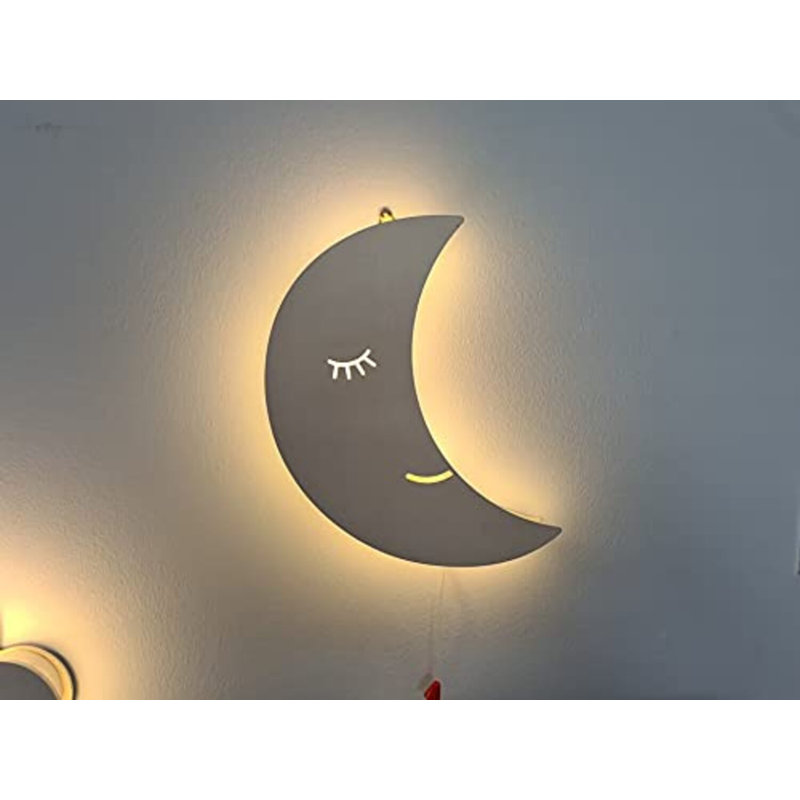 Stetford Moon Wooden Wall Mounted Night Light