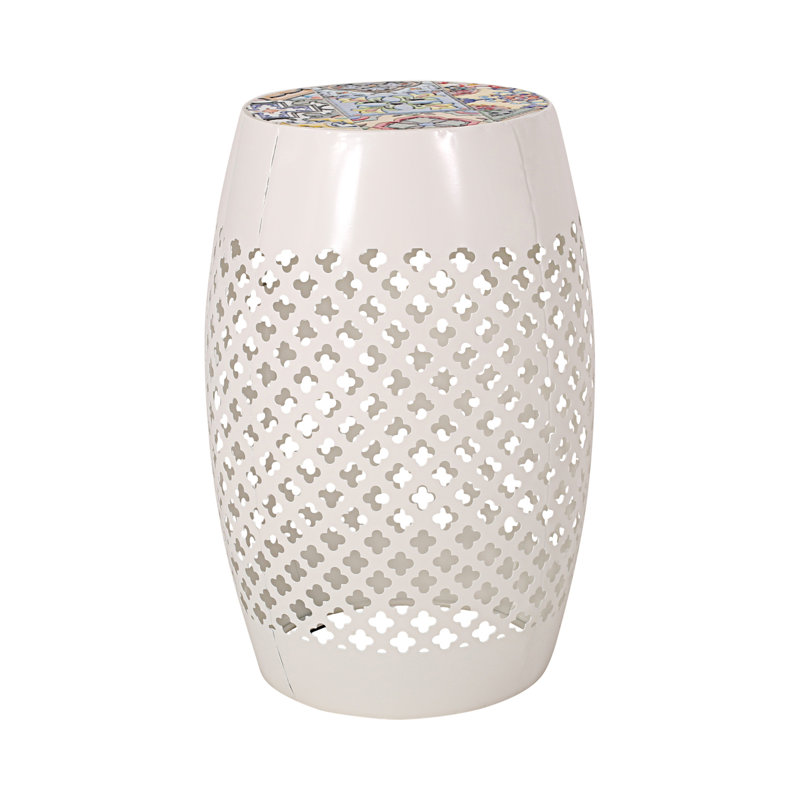 Davant Round Metal Outdoor Side Table , 12.25'' in. W 12.25'' in. D, White