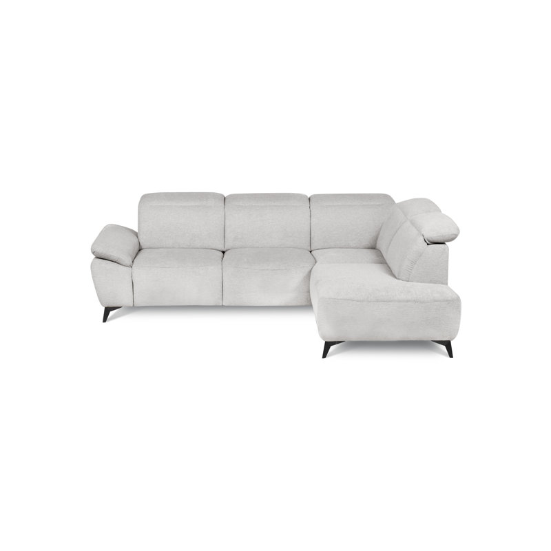 Relaxio Stylish Corner Sofa with Power Reclining & Multi Position Headrests & Adjustable Armrest, Grey, Right Hand Facing