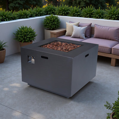 Winter And Spring Must-Have Items/long-Lasting And Durable Outdoor Patio Propane Fire Pit 24'' H x 31'' W Square Iron Gas-burning Fire Pit - 50,000 BTU, Tank in side