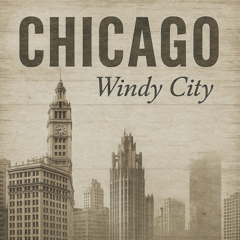 "Chicago - Windy City", art mural sur toile, H 30 po x l 30 po