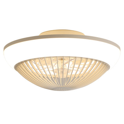 15 Inch RGB Dimmable Led Enclosed Ceiling Fan With Light Modern Bladeless 6 Speed Remote Control For Bedroom Kids Room Party