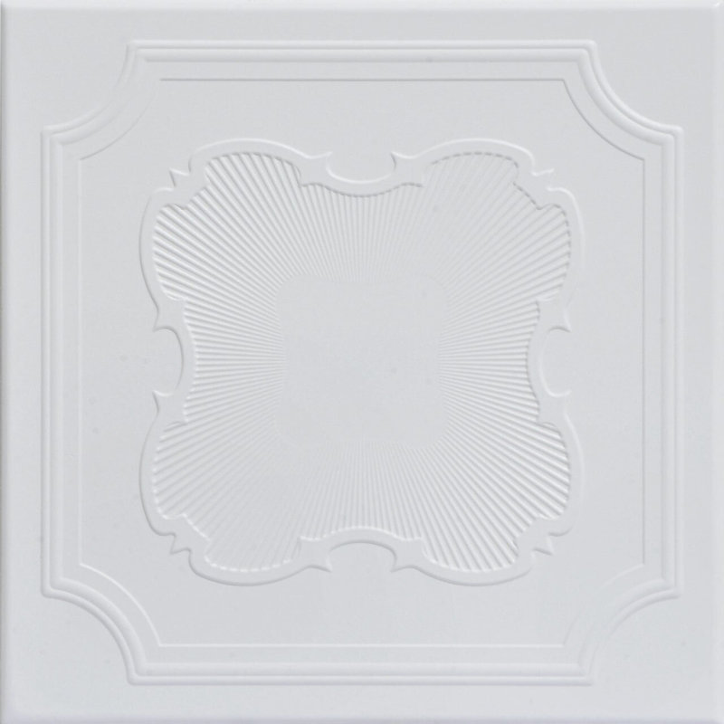 Carreau de plafond en polystyrène collé 1,6 pi x 1,6 pi Coronado, Blanc ultra pur