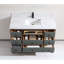 Meuble-lavabo 48 po avec cadre en acier inoxydable brossé doré et finition vert étain avec plateau de 2 po d'épaisseur-346049179