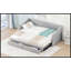 Lit de jour convertible simple TG avec très grand lit simple avec tiroirs de rangement, gris, peu encombrant et élégant