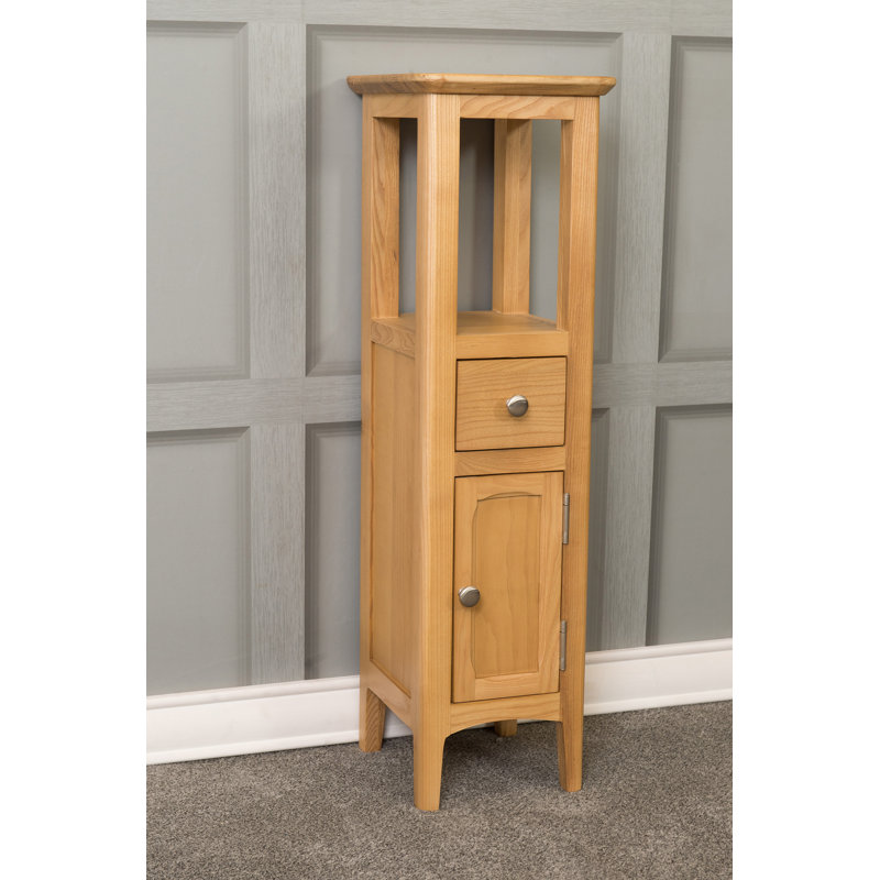 Angie Free-Standing Tall Bathroom Open Top Cabinet, Oak