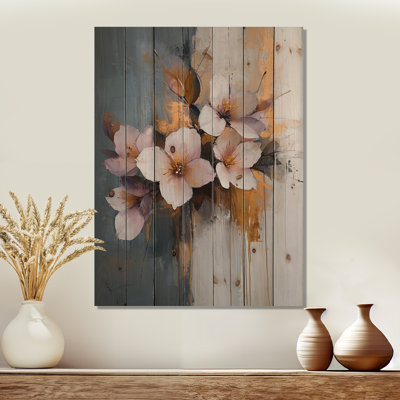Aquarelle abstraite rhododendron sérénade II - art mural en bois de rhododendron - sur bois de pin naturel
