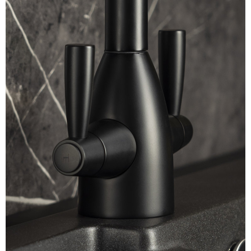 Abode Zermat Dual Lever Kitchen Mixertap, Matt Black