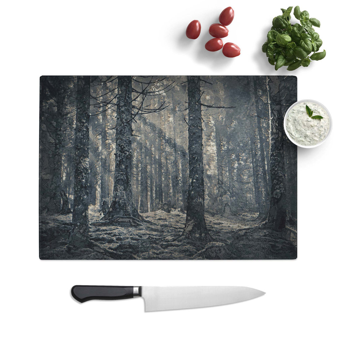 Tempered Glass Pine Tree Forest Chopping Board
