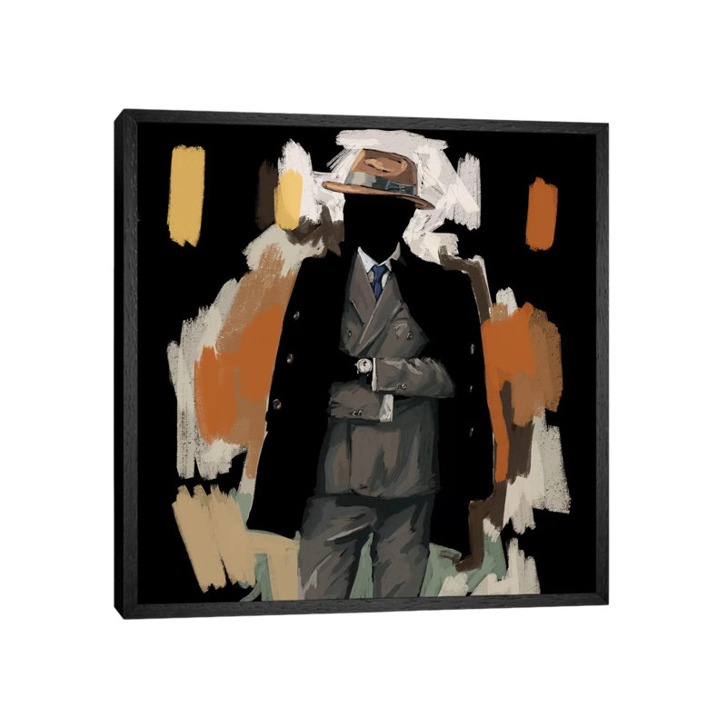 The Overcoat - Painting on Canvas, Black Floater Framed, 66.04cm H x 66.04cm W x 3.81cm D