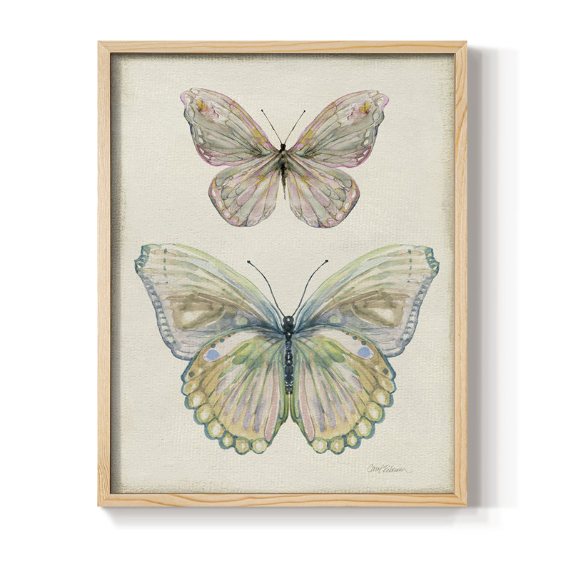Botanical Butterfly I Framed Print - Solid Wood, Natural, 15" H x 12" W