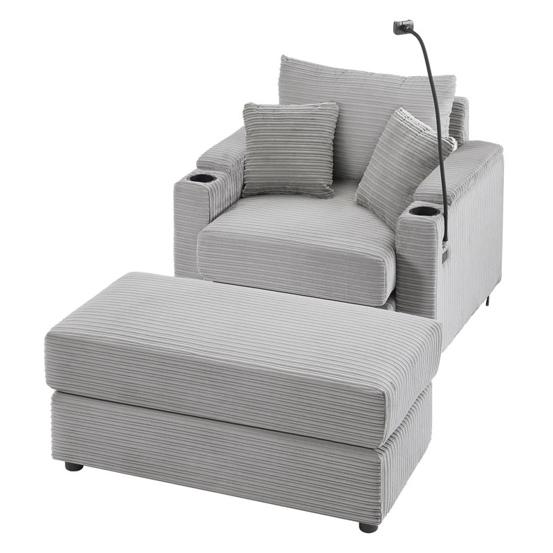 Simple de 41,7 po de diamètre avec deux ports, deux porte-gobelets et un siège confortable pour le salon, un porte-téléphone et un coussin amovible