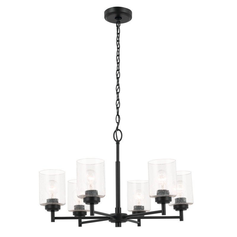 Winslow Black 6-Light Chandelier with Clear Seeded Glass