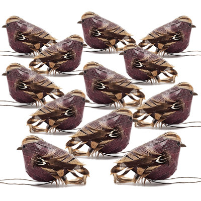 Ensemble de 12 figurines d'oiseaux brun 5 po x 2 po