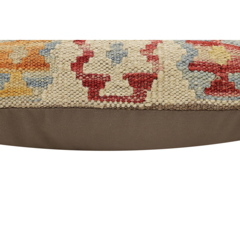 Oreiller rustique en kilim tissé à la main Caballer - 17 po x 18 po Rustic, H 17 po x l 18 po, Rouille / beige turc 2