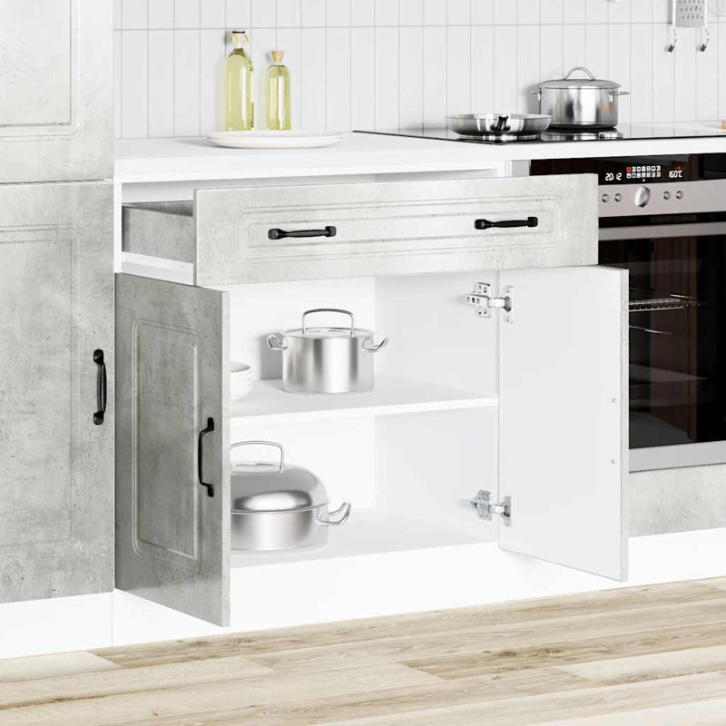 Kitchen Base Cabinet Kalmar Engineered Wood, Concrete Grey