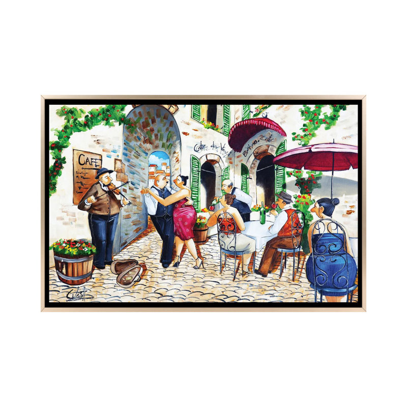 «Corner Cafe At Cafe da Vinci», reproduction d'art murale encadrée, H 18 po x l 26 po, Champagne