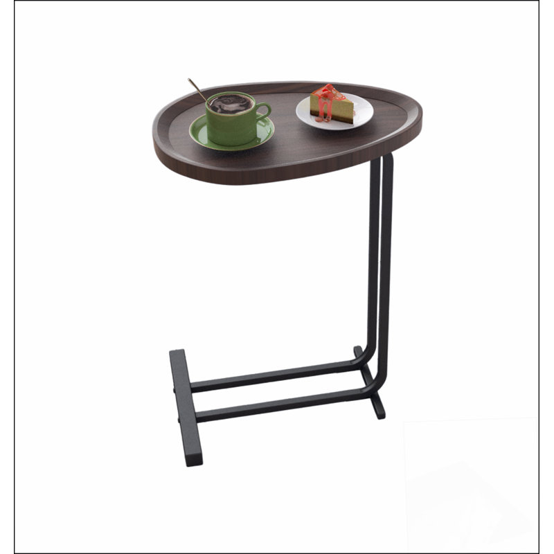 C-Shaped Side Table, C Table End Table for Sofa and Bedside, Couch Side Tables, Wood C-Shaped End Table with Metal Frame Slide for Bedroom Living Room ()