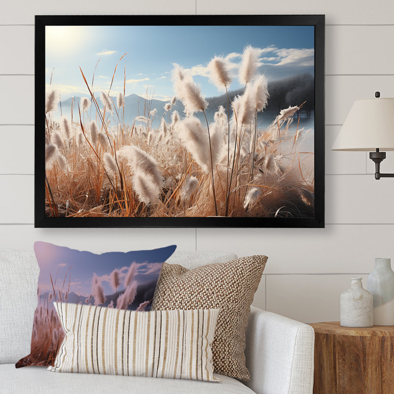«Meadow Winter Scenery I», reproduction sur toile, Cadre simple noir, H 16 po x l 32 po x P 1 po