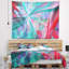 Tapisserie abstraite, rouge, bleu, fractale, plante exotique-28496232
