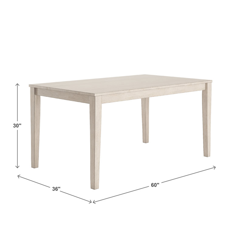 Table de salle à manger en bois massif Norita, H 30 po x l 36 po x L 60 po, Blanc antique