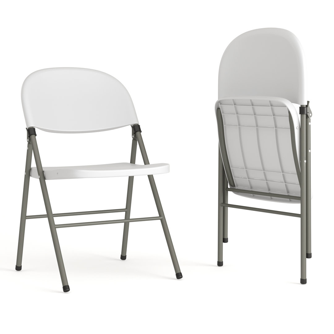 Ivadelle 330 lb. Capacity Plastic Folding Chair with Charcoal Frame (Set of 2) Inbox Zero