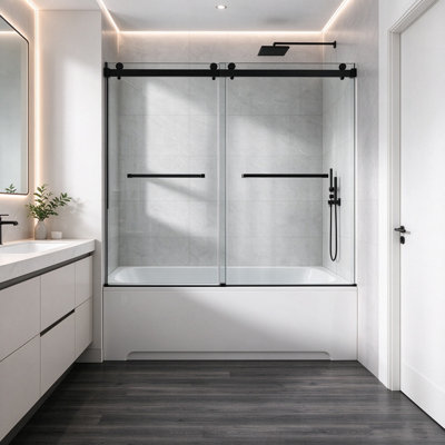 Porte de douche coulissante double l 76 po x H 60 po