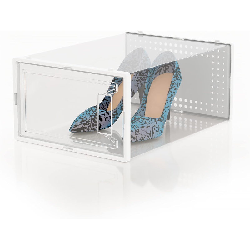 12 Pack Clear Plastic Stackable Shoe Organizer Boxes With Lids, Modular Space-Saving Shoe Storage Containers For Closet, Wardrobe, And Entryway