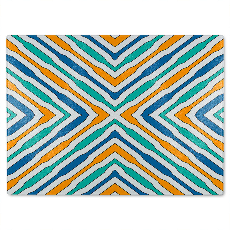 Ethnic Geometric Figures Glass Chopping Board, 28cm L x 20cm W